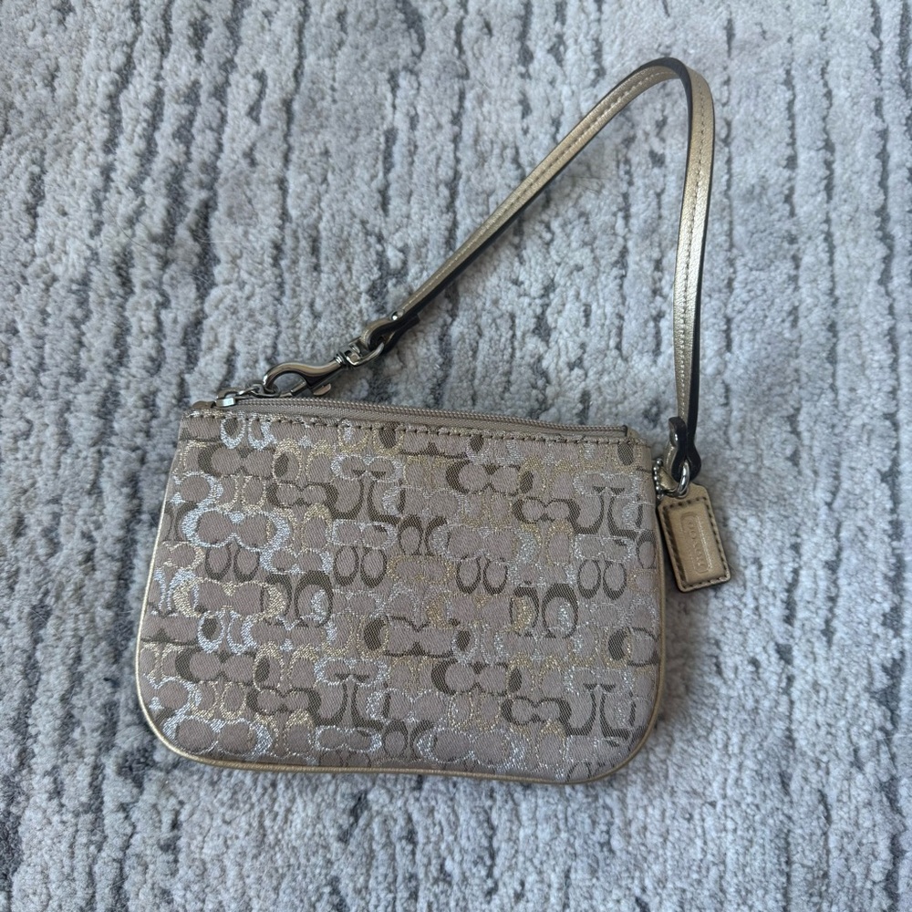 Coach metallic gold and silver wristlet small purse - Picture 5 of 7